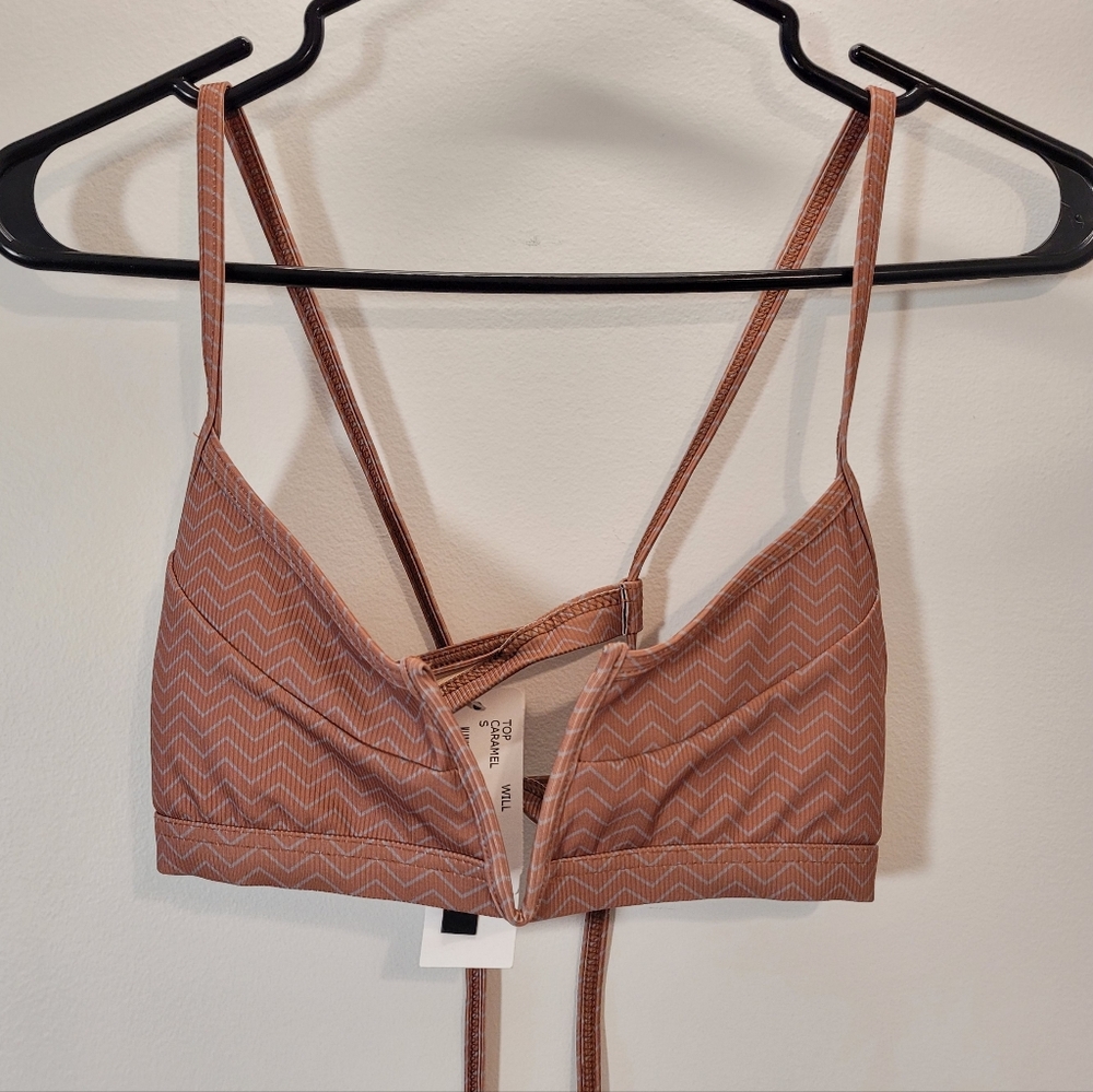 June Swim Nwt Will Bikini Top In Caramel - S